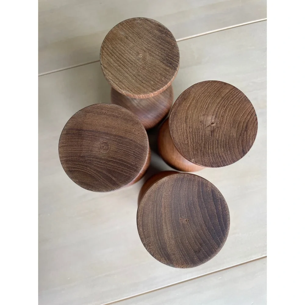 Set of 4 Vintage Wooden Goblets Hand Turned Wood Wine Cups Mid Century Rustic